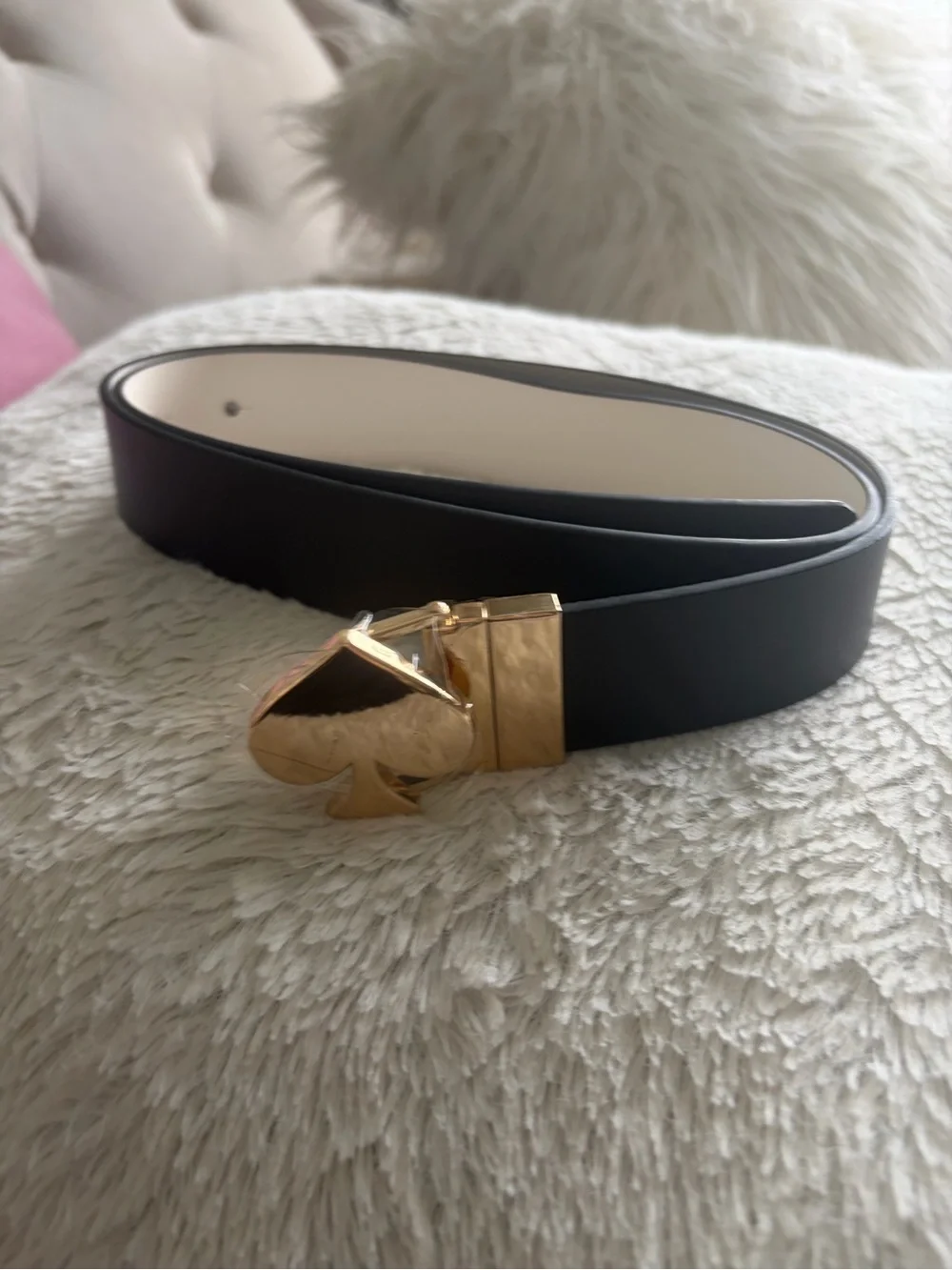 NWT kate spade Black Leather Belt with Gold Spade Buckle Accent♠️